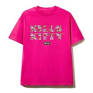 BT21 x Hello Kitty Women’s Pink Graphic Short Sleeve Tee Shirt Size S NWOT